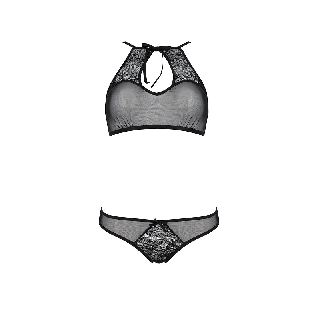 Ажурний комплект білизни Passion URSULA SET L/XL, чорний