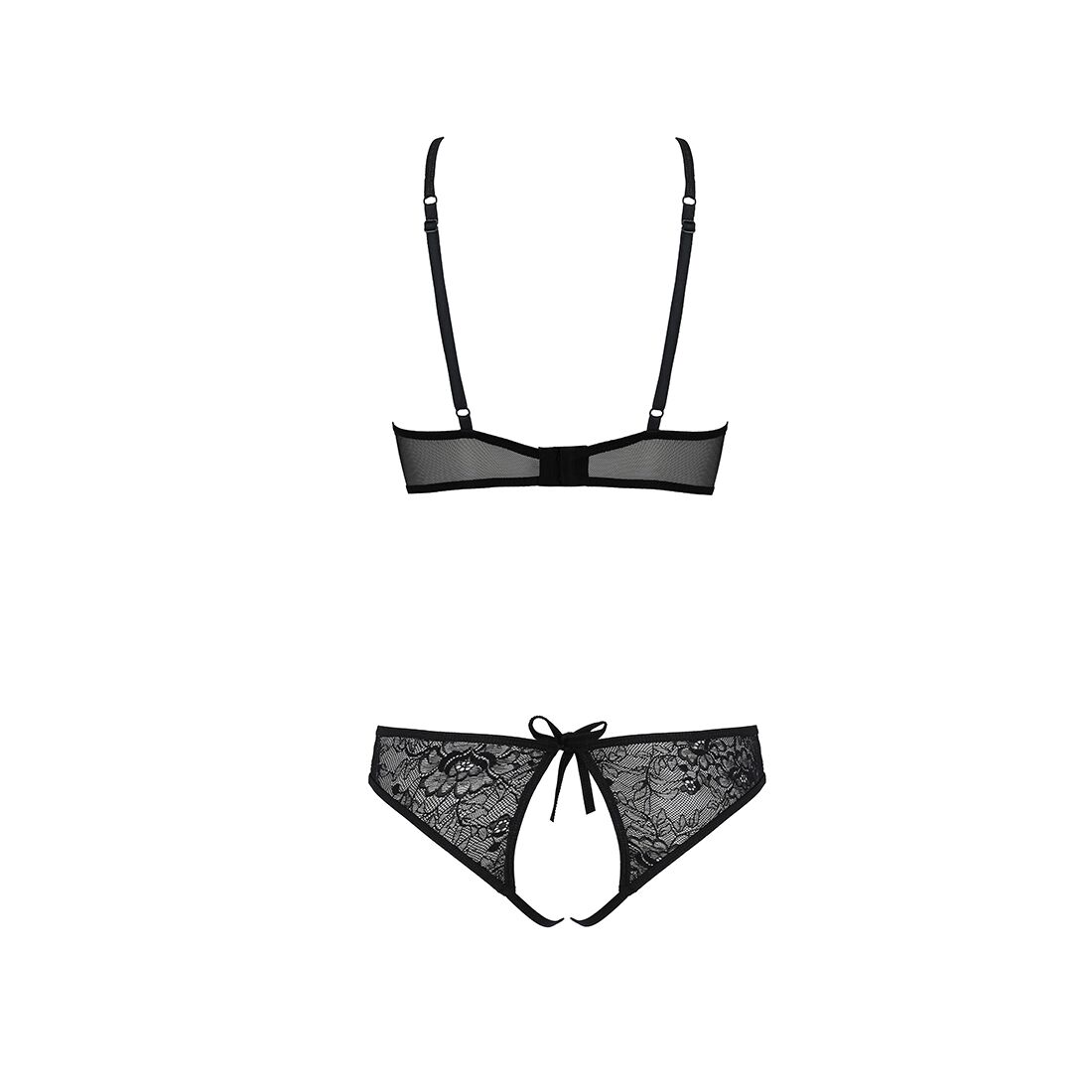 Ажурний комплект білизни Passion URSULA SET L/XL, чорний