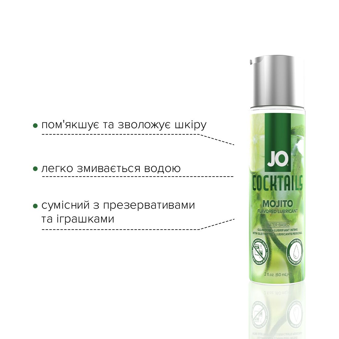 Лубрикант на водній основі JO Cocktails - Mojito без цукру, 60 мл
