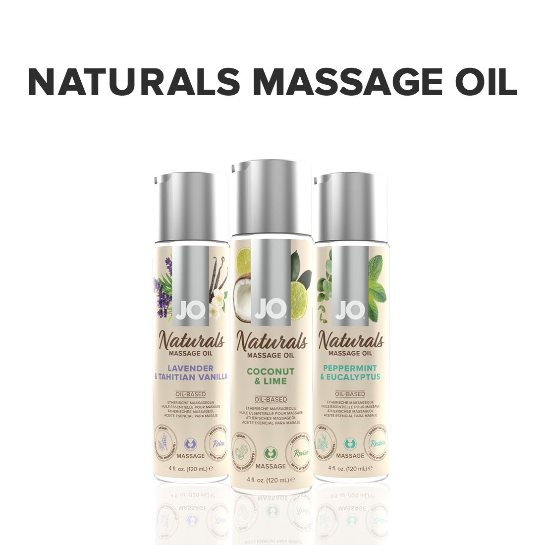 Масажна олія JO Naturals Coconut & Lime 120 мл з натуральними оліями