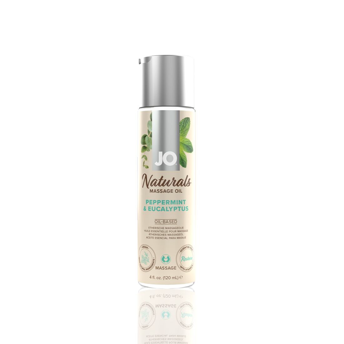 Масажна олія JO Naturals з м'ятою та евкаліптом, 120 мл