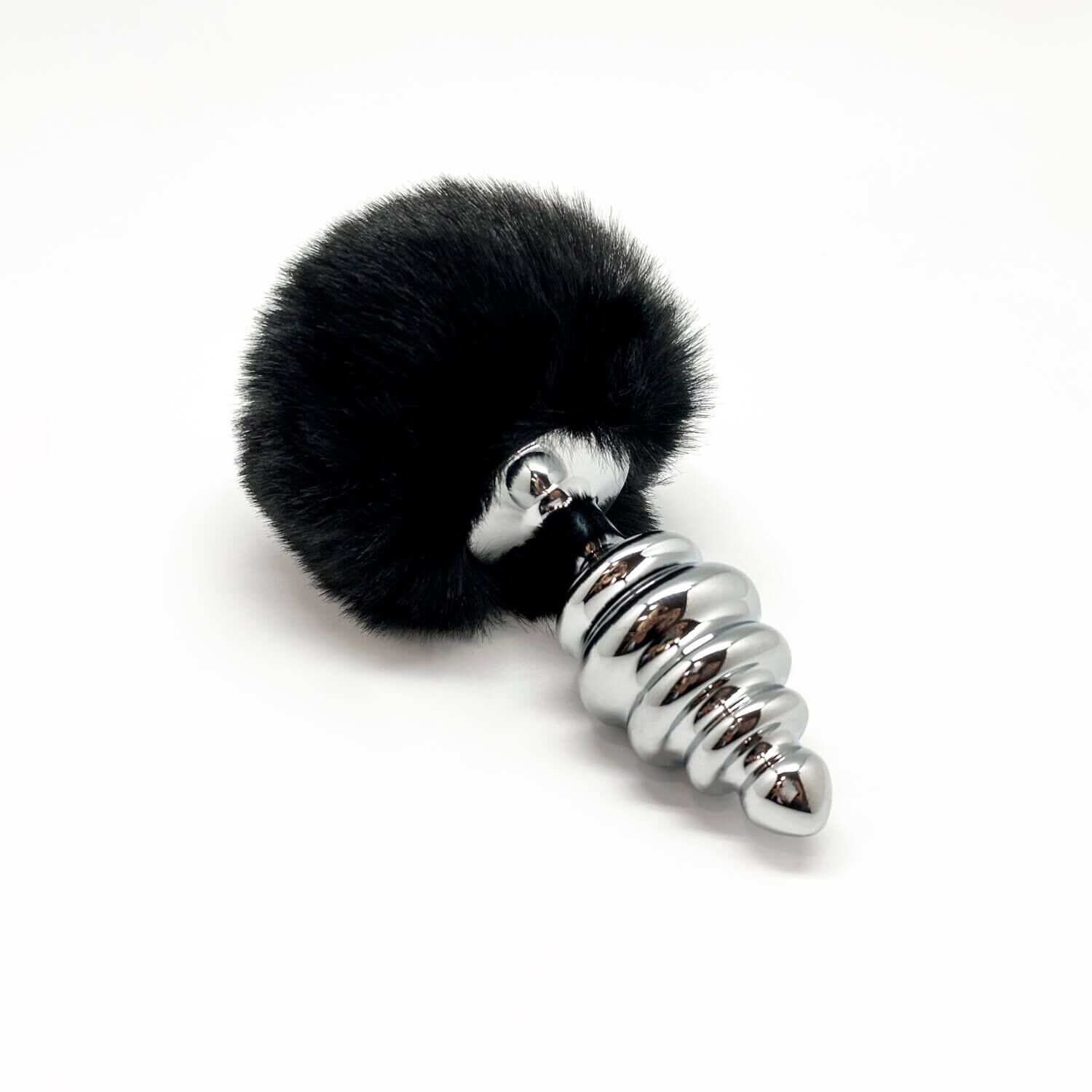 Металева анальна пробка з кролячим хвостиком Alive Fluffy Twist L