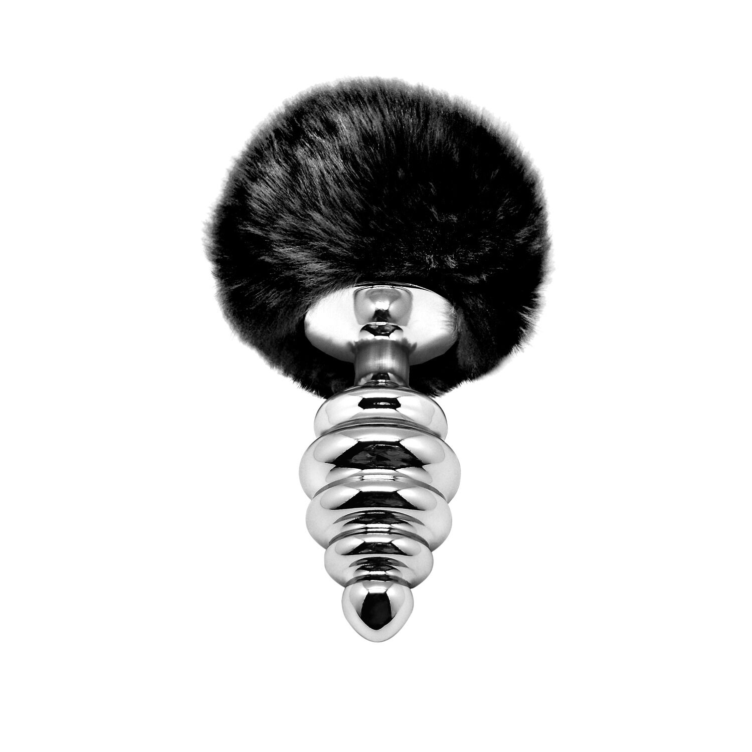 Металева анальна пробка з кролячим хвостиком Alive Fluffy Twist L