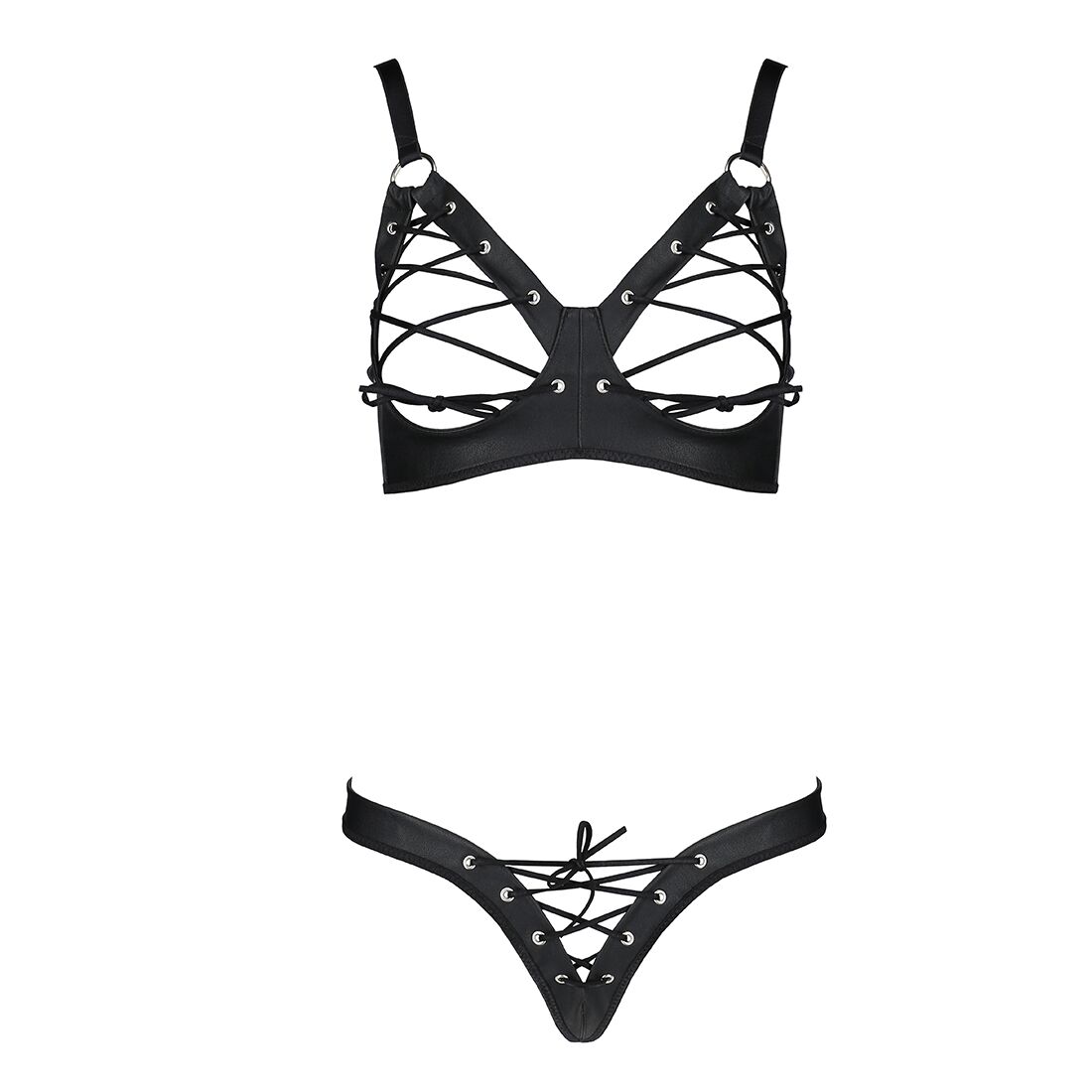 Комплект з екошкіри Passion CELINE BIKINI L/XL чорний