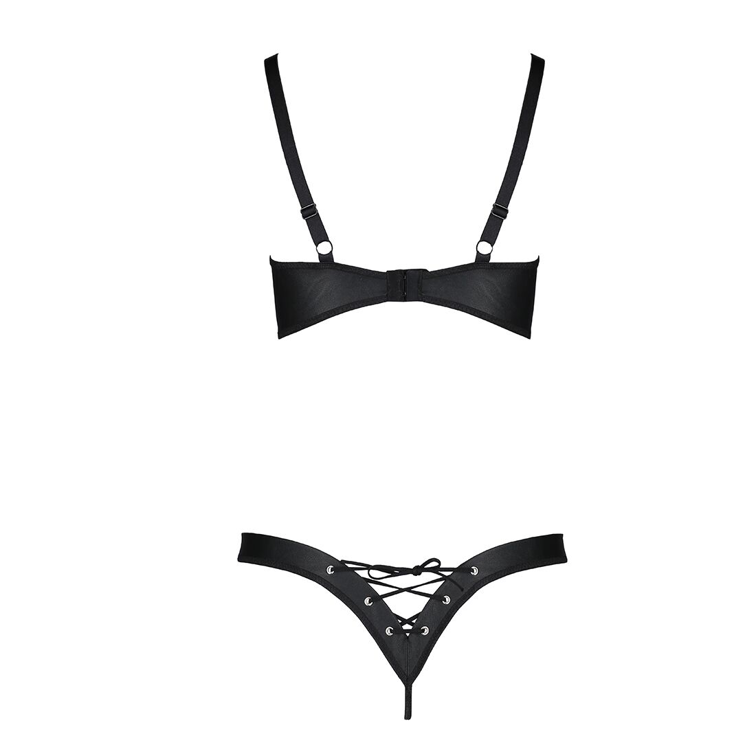 Ексклюзивний комплект Passion CELINE BIKINI з екошкіри, чорний