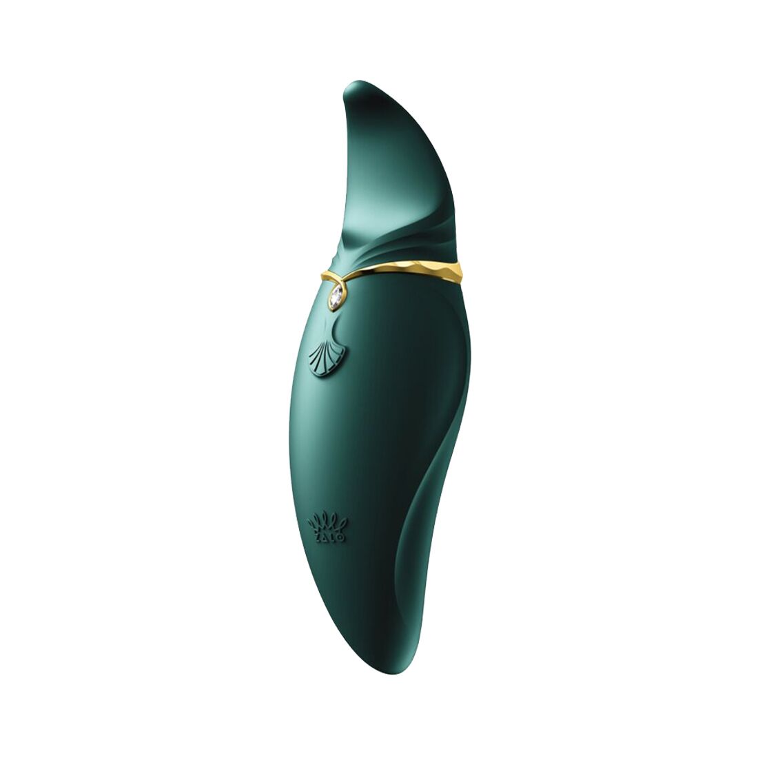 Вібратор 2в1 з язичком Zalo Hero Jewel Green Swarovski
