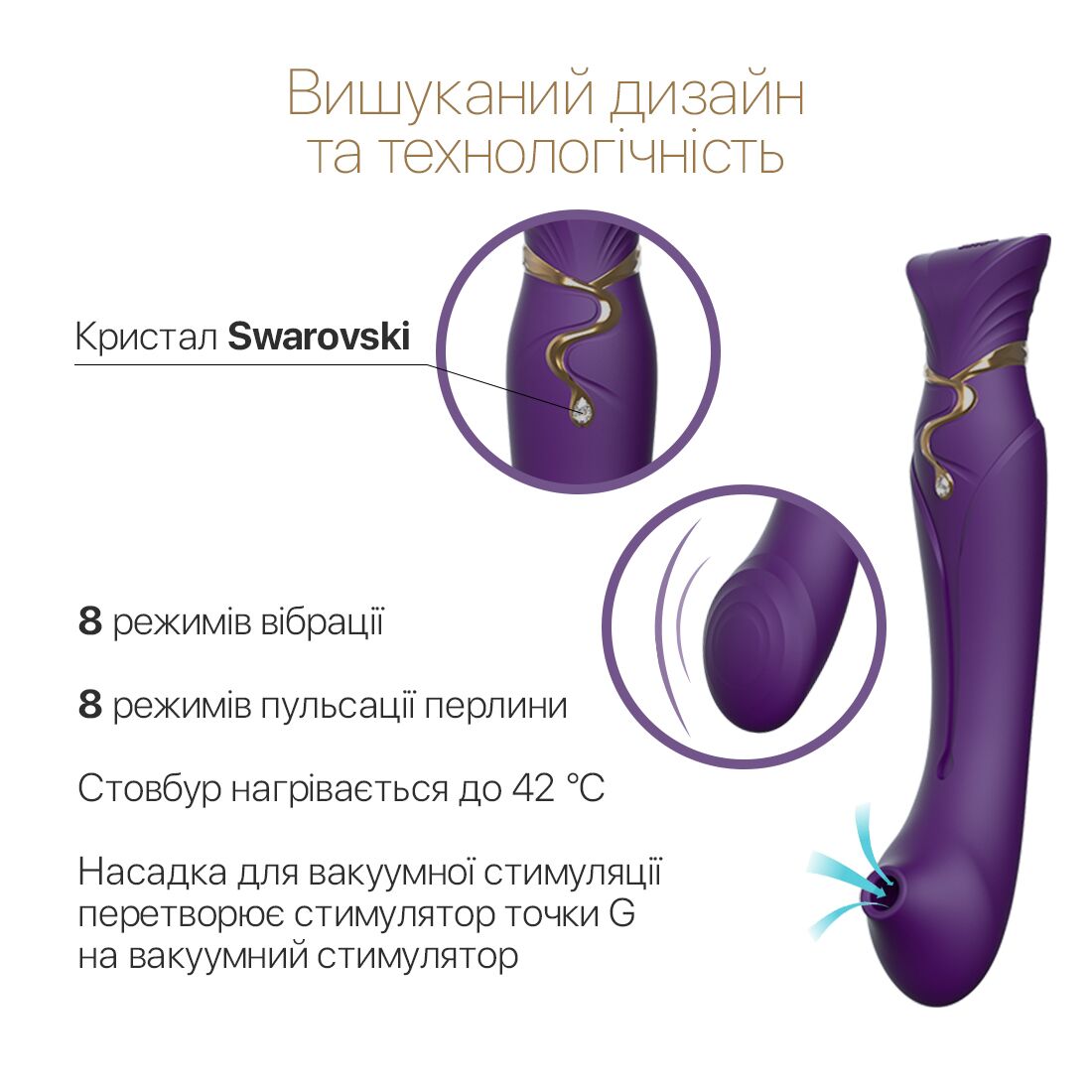 Смартвібратор Zalo Queen Set Twilight Purple з кристалом Swarovski
