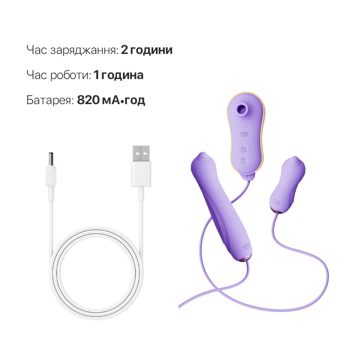 Набір 3в1 Zalo UNICORN Set Violet: Інтимні іграшки