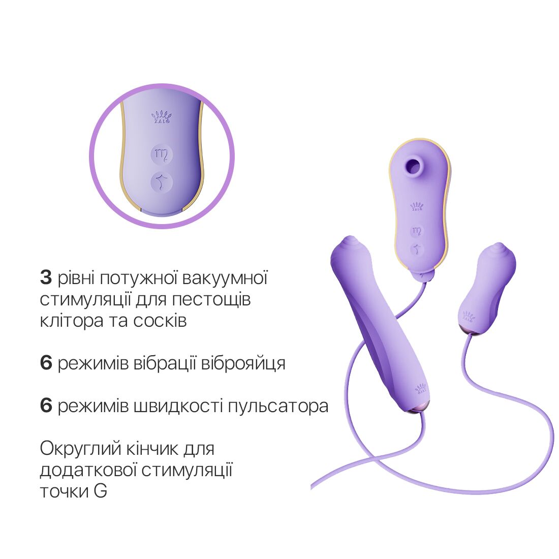 Набір 3в1 Zalo UNICORN Set Violet: Інтимні іграшки