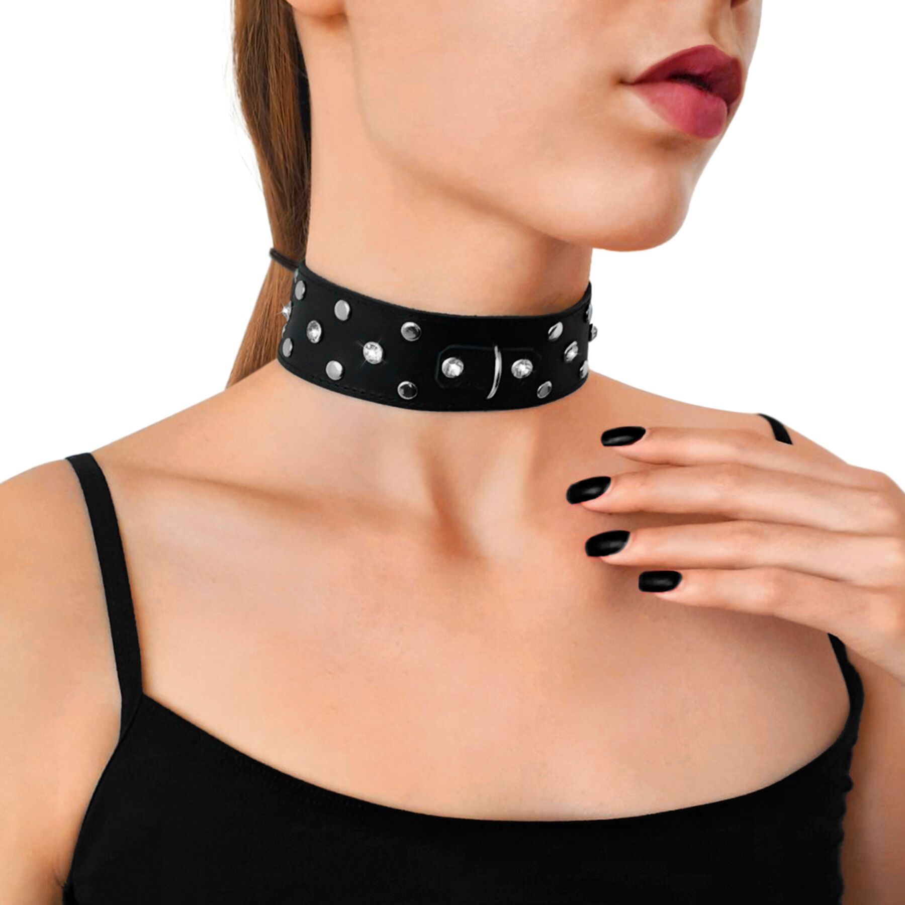 Нашийник Art of Sex - Jenna Collar з натуральної шкіри, чорний