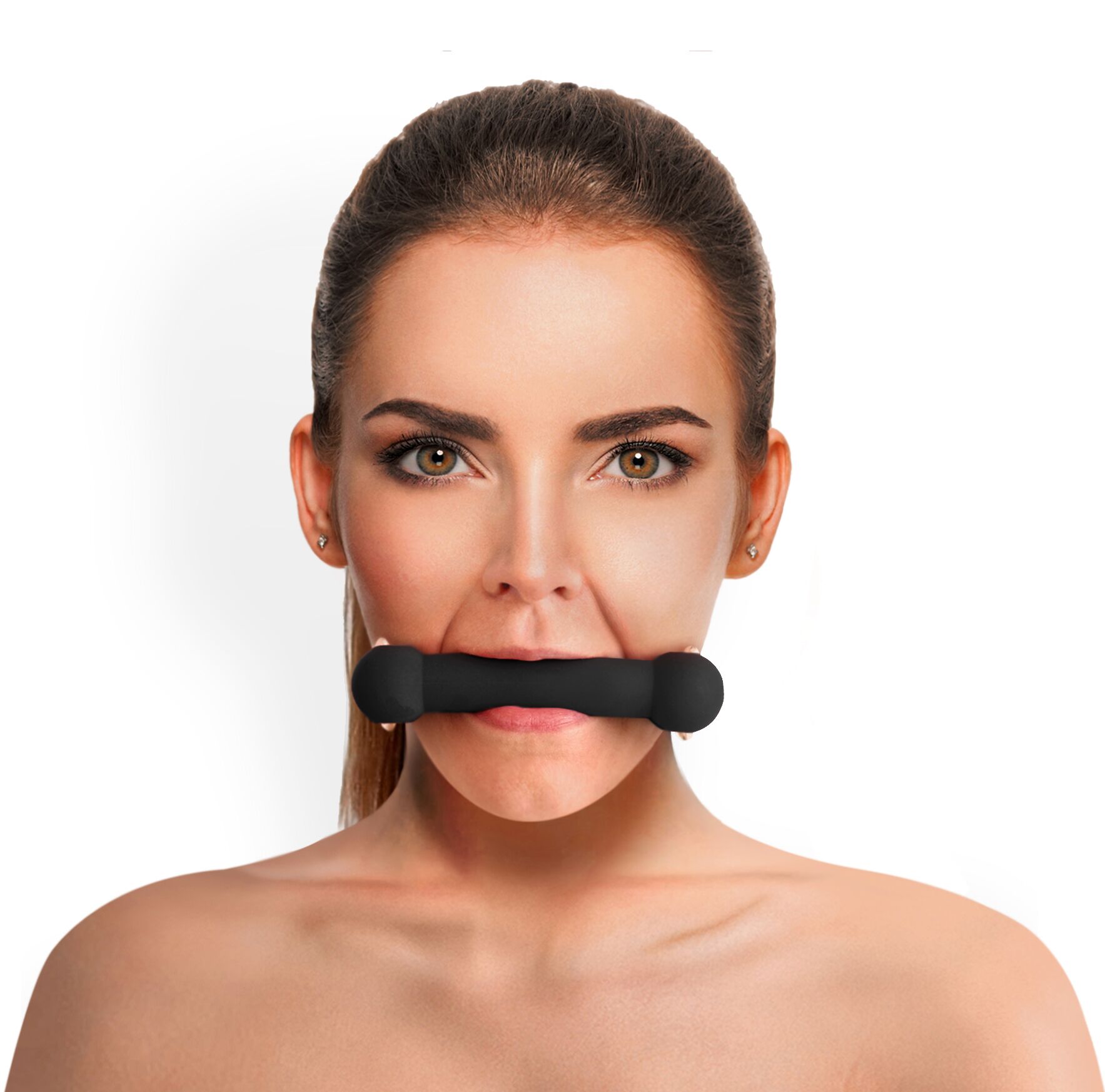Кляп-палиця Art of Sex Gag Stick - Силікон і шкіра, чорний
