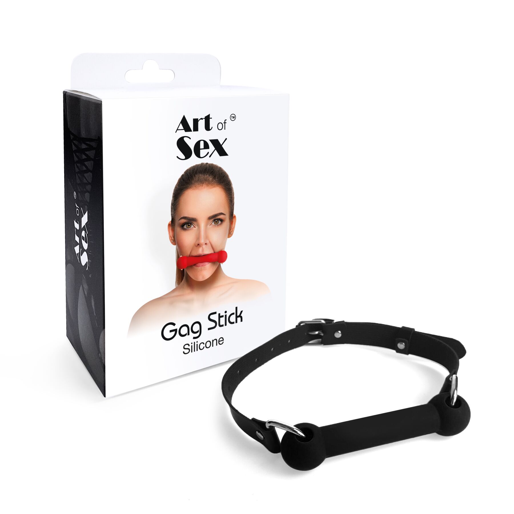 Кляп-палиця Art of Sex Gag Stick - Силікон і шкіра, чорний