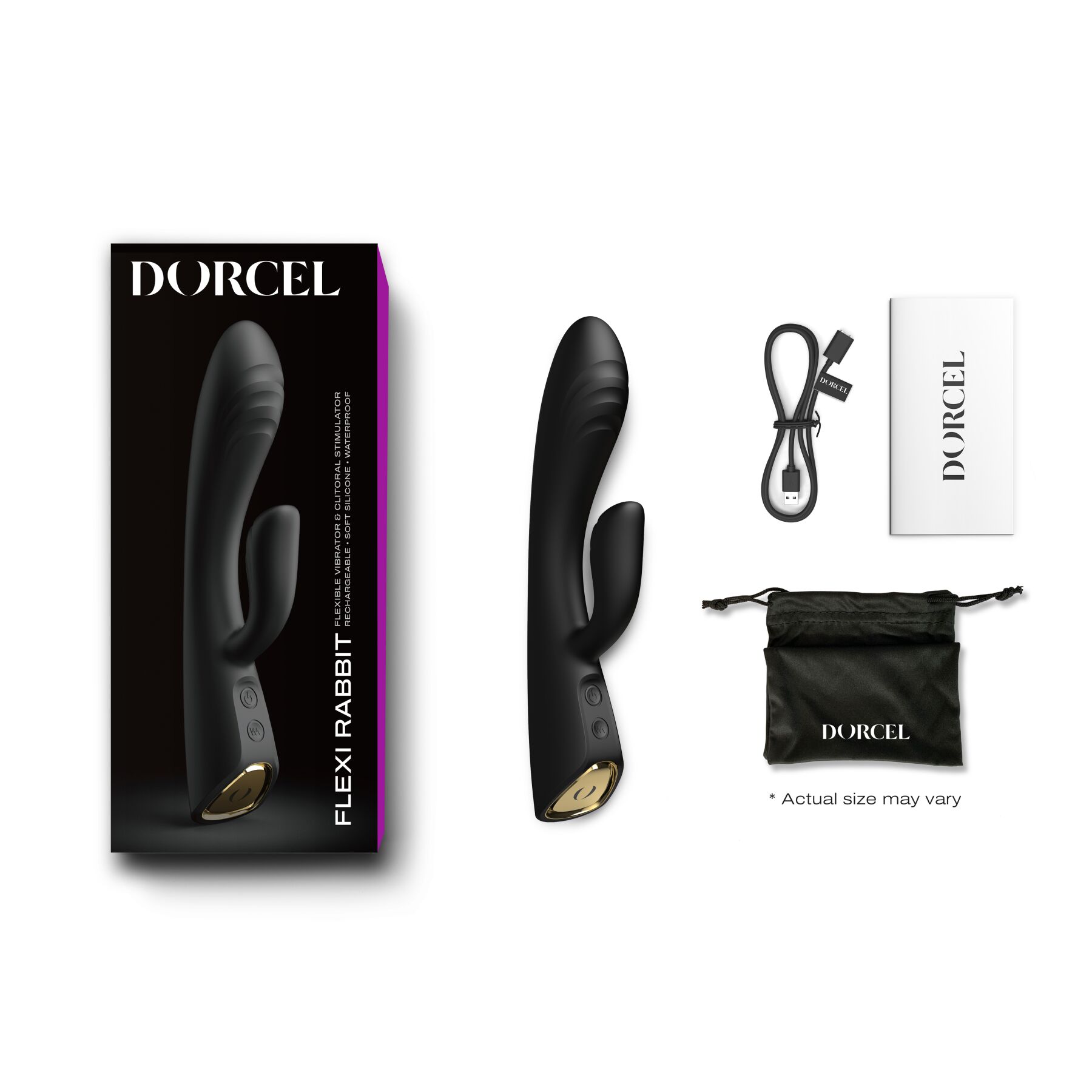 Вібратор-кролик з підігрівом Dorcel FLEXI RABBIT BLACK, гнучкий