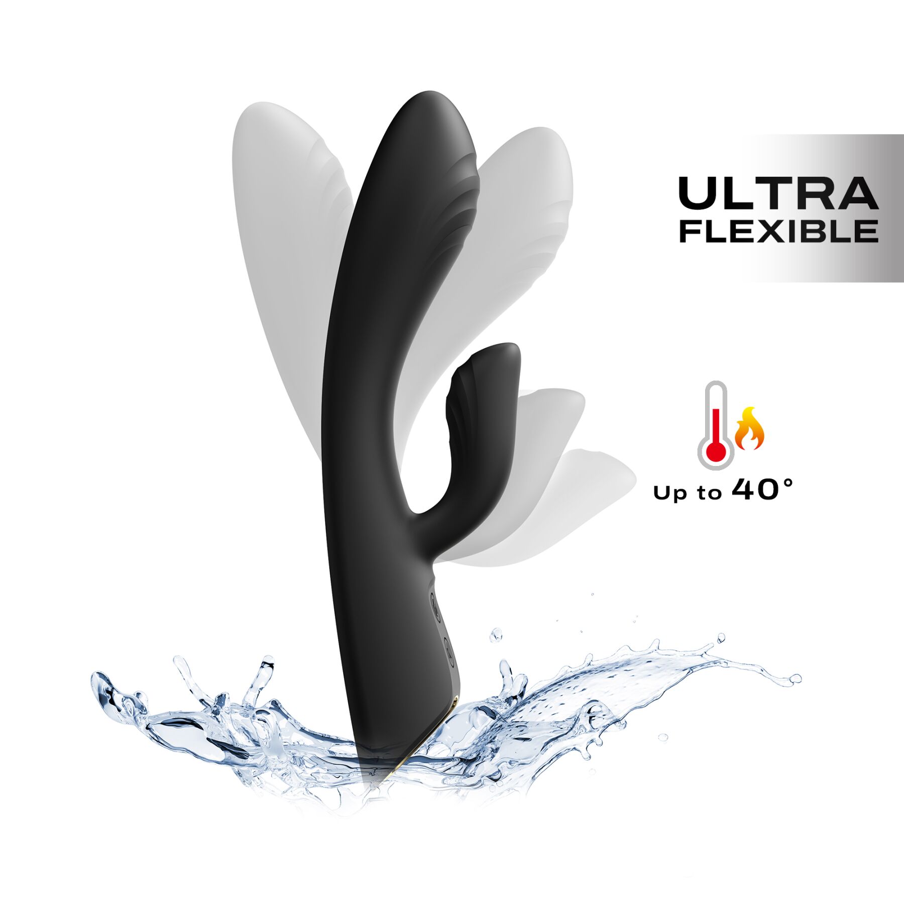 Вібратор-кролик з підігрівом Dorcel FLEXI RABBIT BLACK, гнучкий