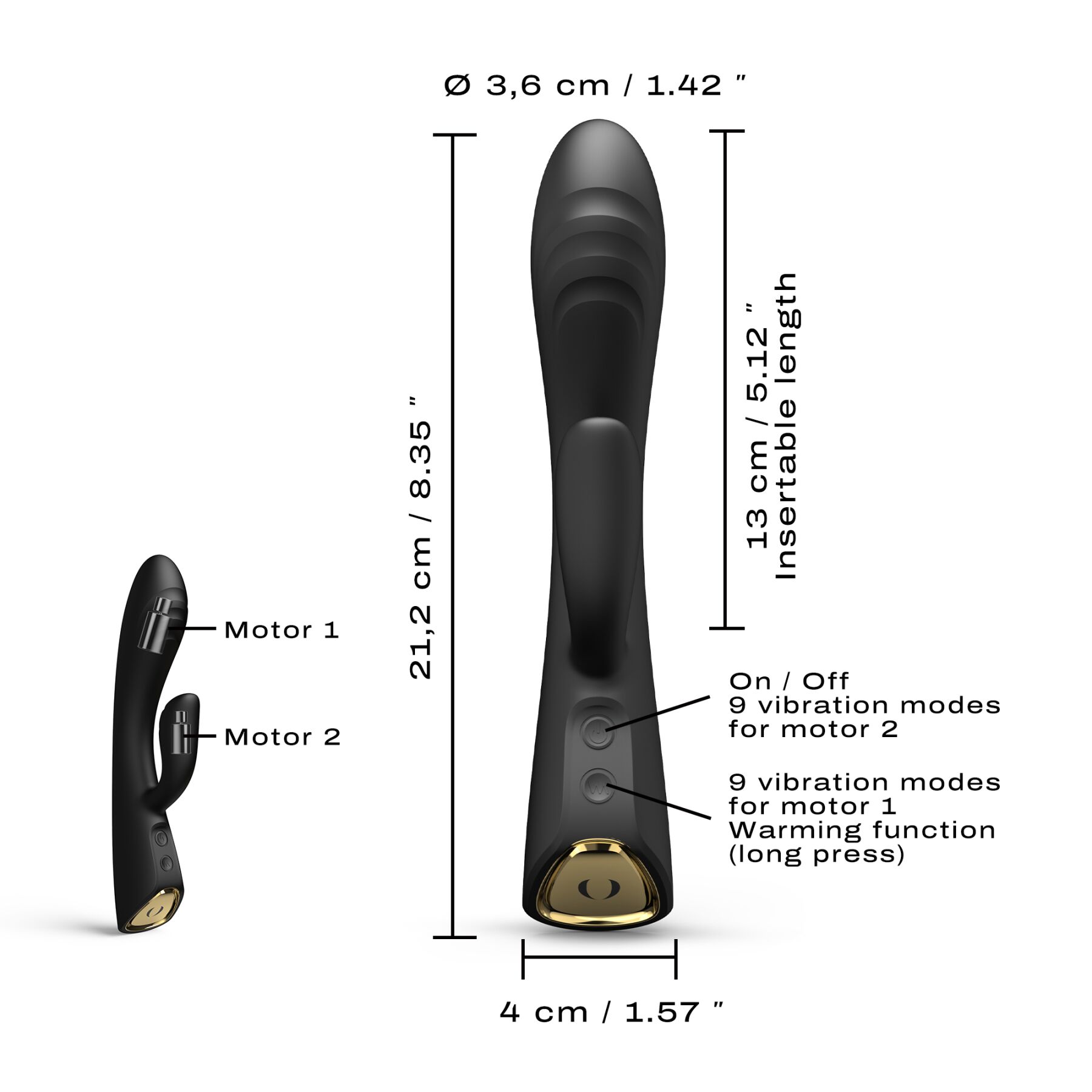 Вібратор-кролик з підігрівом Dorcel FLEXI RABBIT BLACK, гнучкий