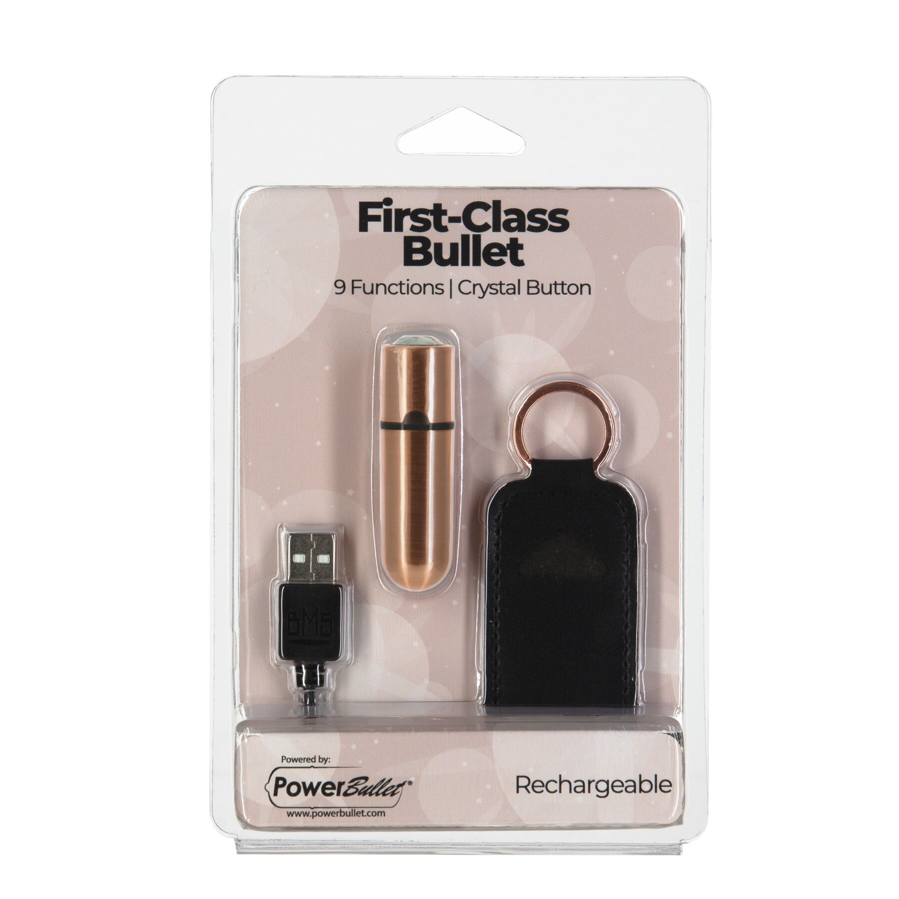 Віброкуля PowerBullet First-Class з чохлом, Rose Gold, 9 режимів