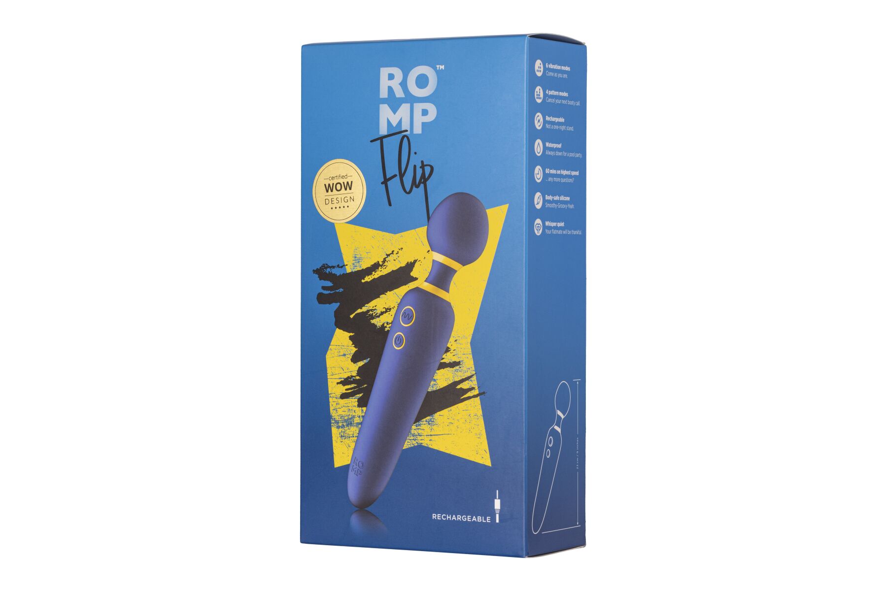 Вібромасажер Romp Flip, гнучка головка, 4 режими потужних вібрації, 6 інтенсивностей