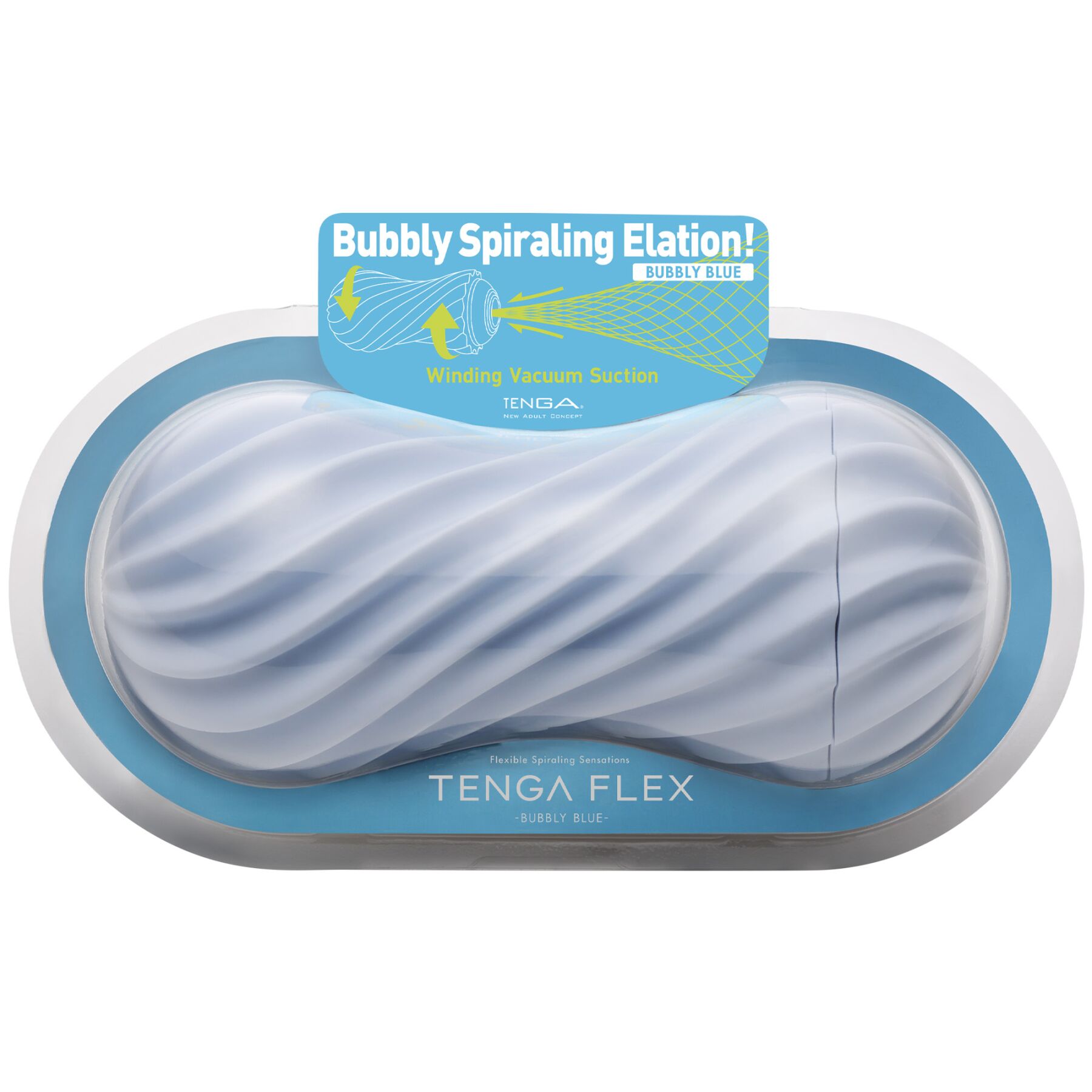 Мастурбатор Tenga FLEX Bubbly Blue з вакуумом та скручуванням
