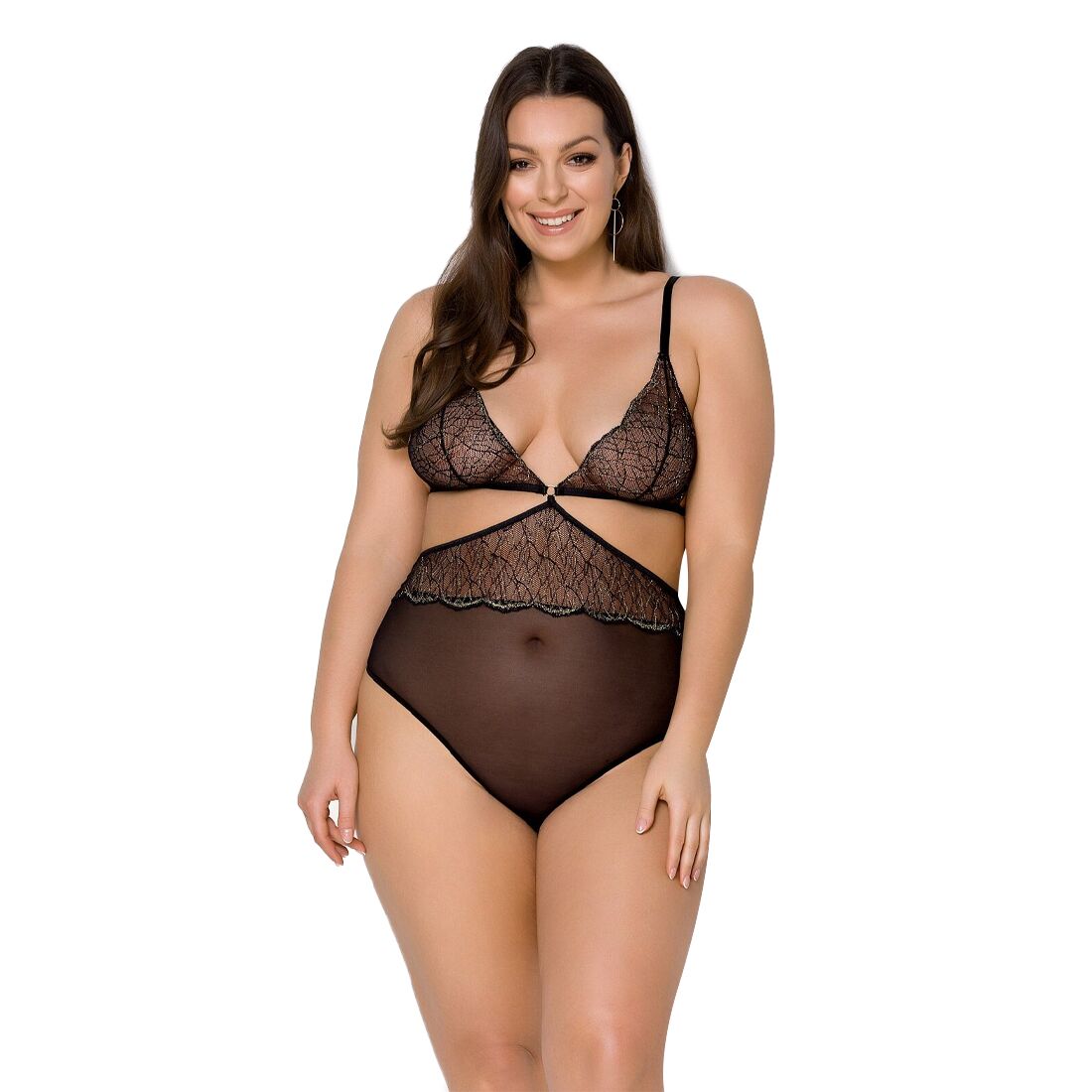 Passion Amberly Body 6XL/7XL Black: Ассиметричний Мереживний Дизайн
