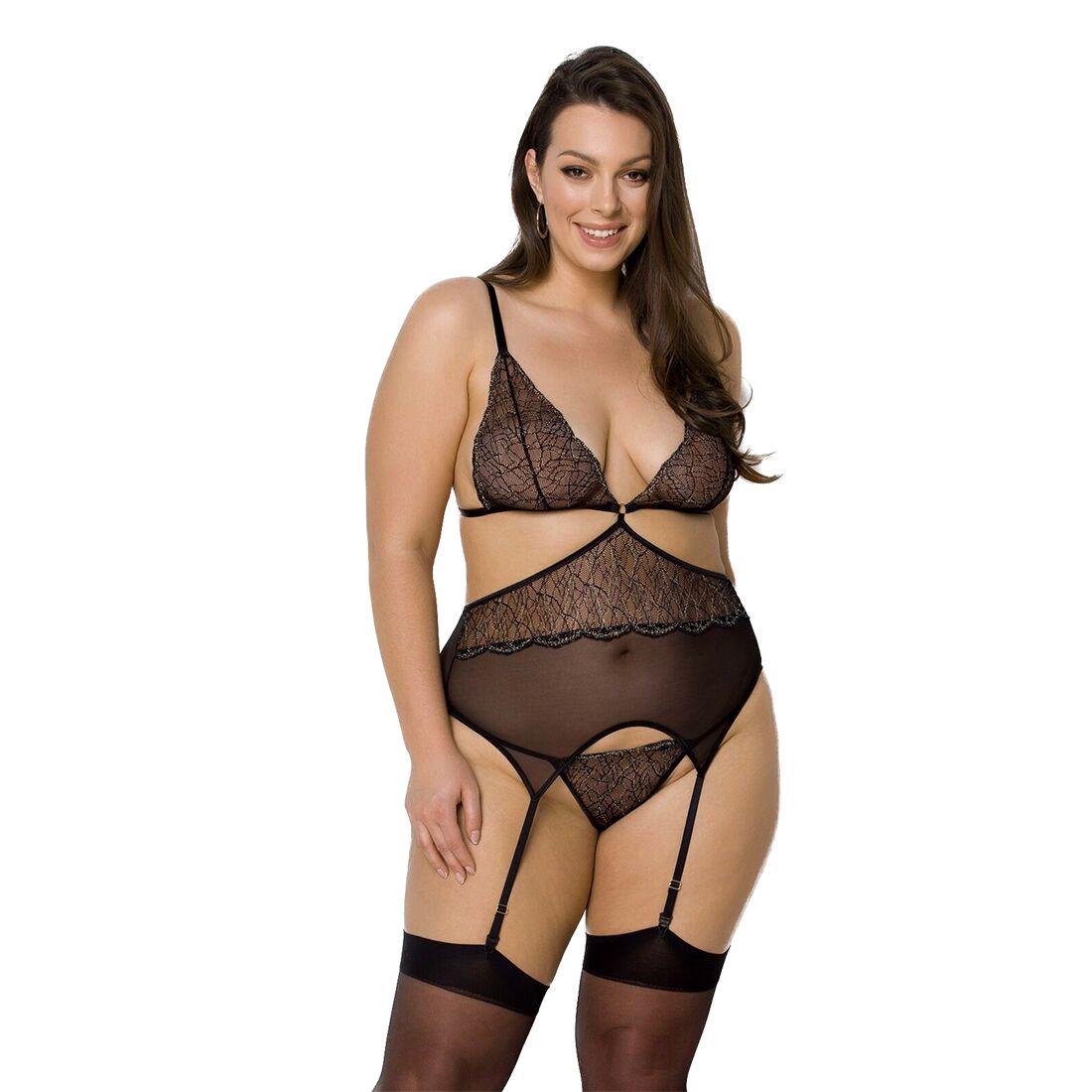 Корсет із пажами Passion Amberly Corset 6XL/7XL, чорний