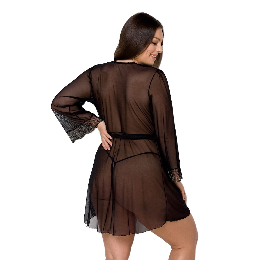 Елегантний пеньюар Passion Amberly Peignoir 4XL/5XL чорний