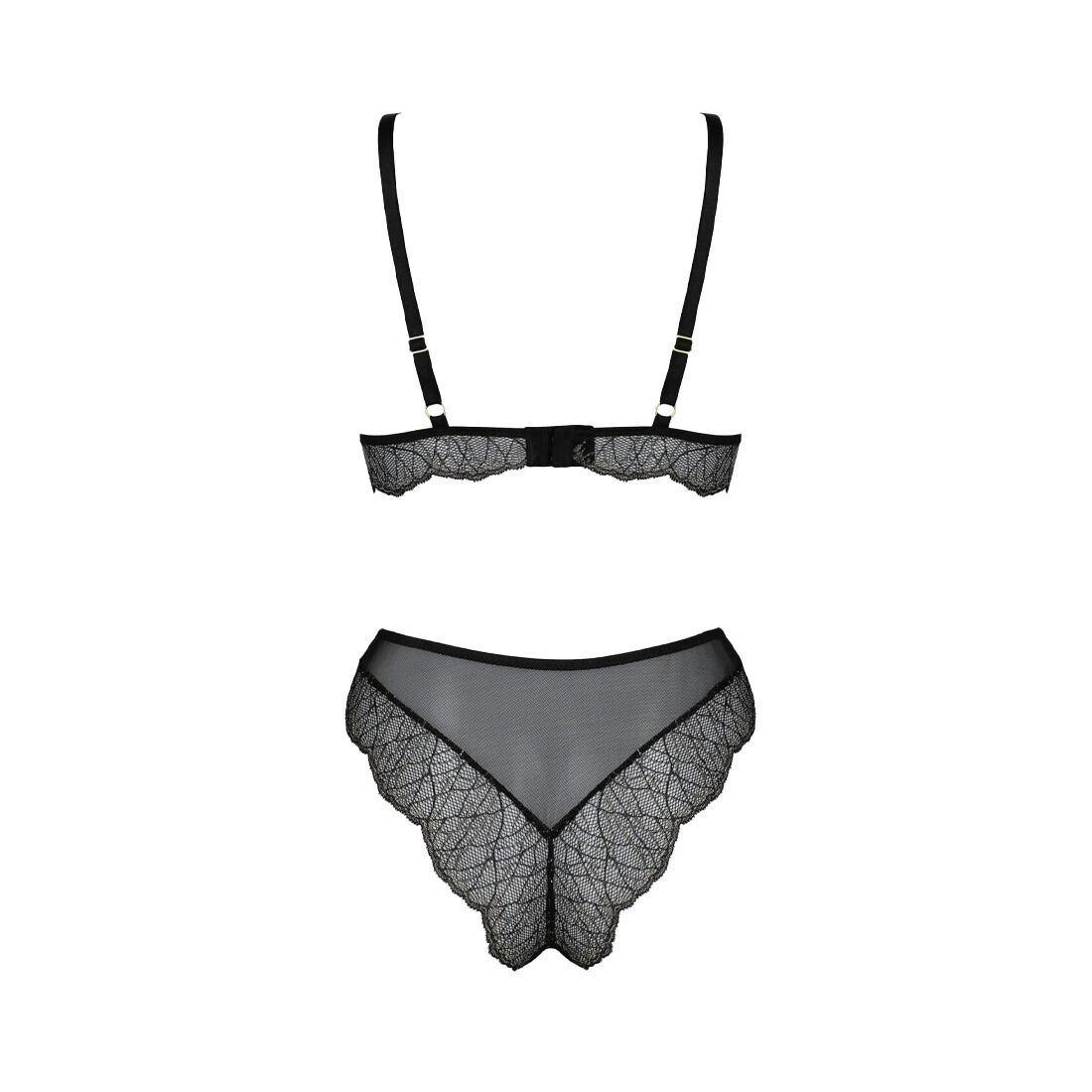 Комплект білизни Passion Amberly Set 4XL/5XL чорний з люрексовою ниткою