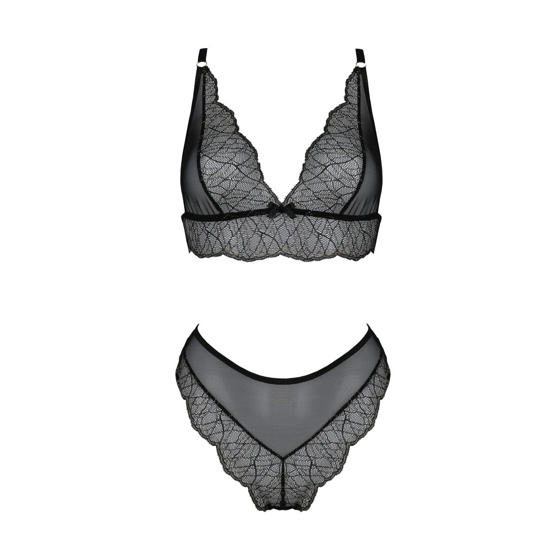 Комплект білизни Passion Amberly Set 4XL/5XL чорний з люрексовою ниткою