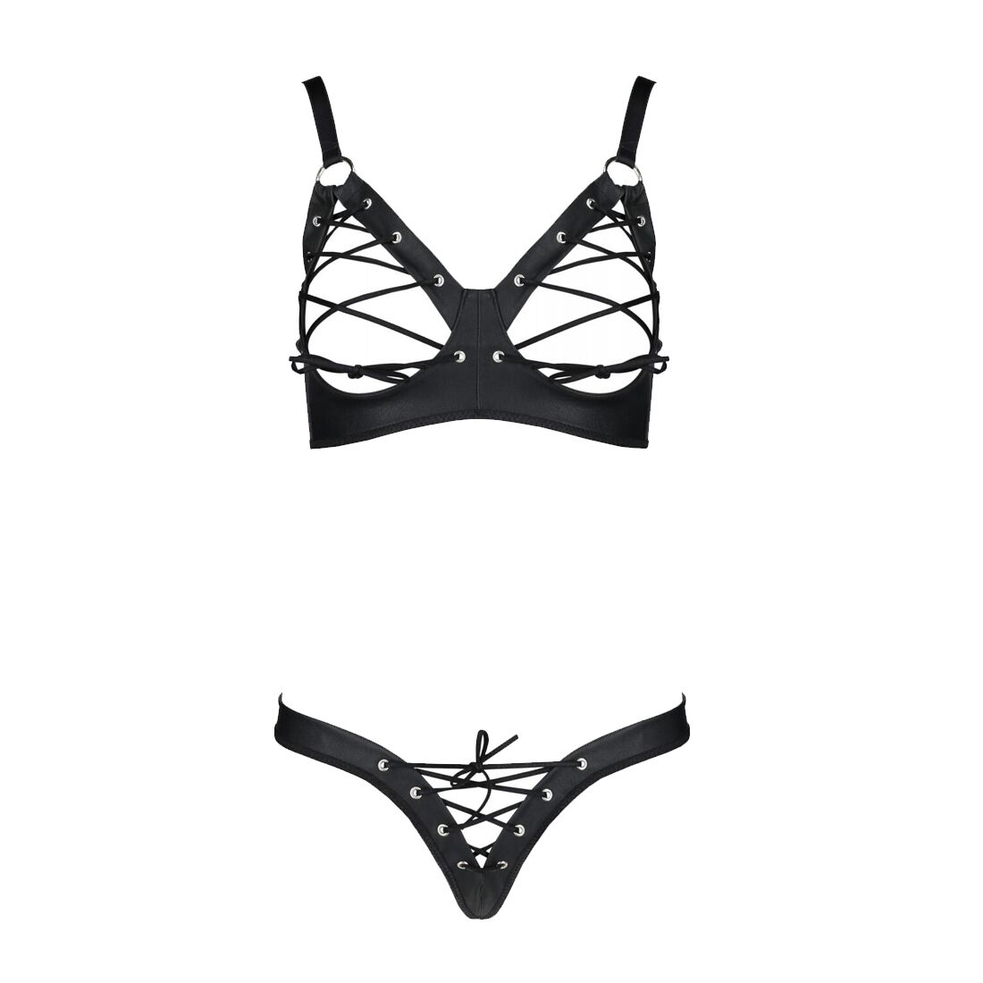 Комплект з екошкіри Passion CELINE BIKINI 4XL/5XL black