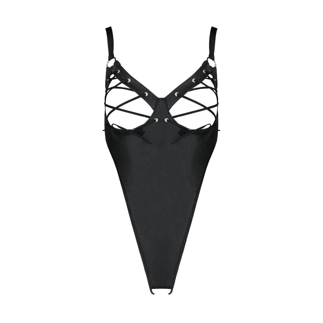 Боді з екошкіри Passion CELINE BODY 4XL/5XL, чорний, відкритий