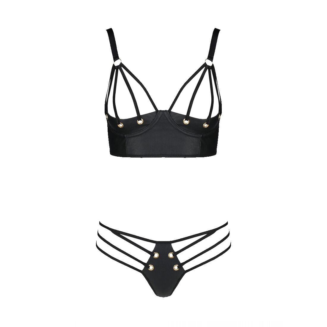 Комплект з екошкіри Passion MALWIA BIKINI 4XL/5XL чорний