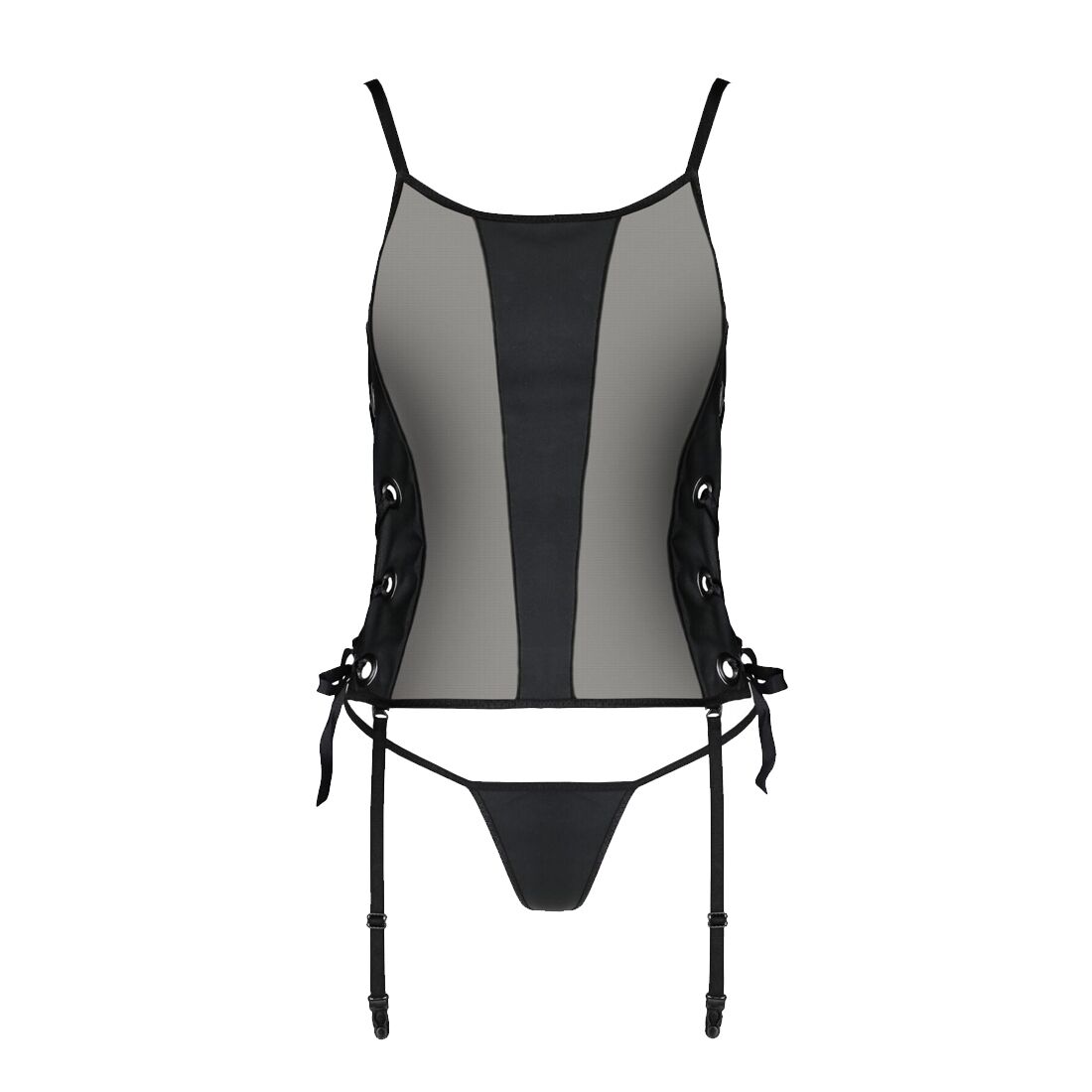 Сітчастий корсет з екошкіри Passion MALWIA CORSET 4XL/5XL, чорний