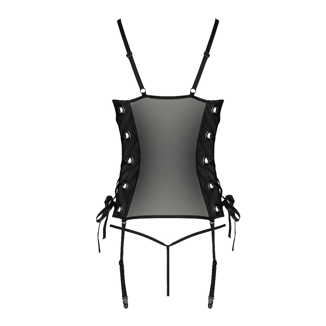Сітчастий корсет з екошкіри Passion MALWIA CORSET 6XL/7XL Black
