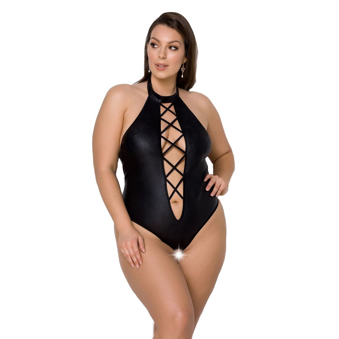 Боді з екошкіри Passion NANCY BODY 4XL/5XL чорний