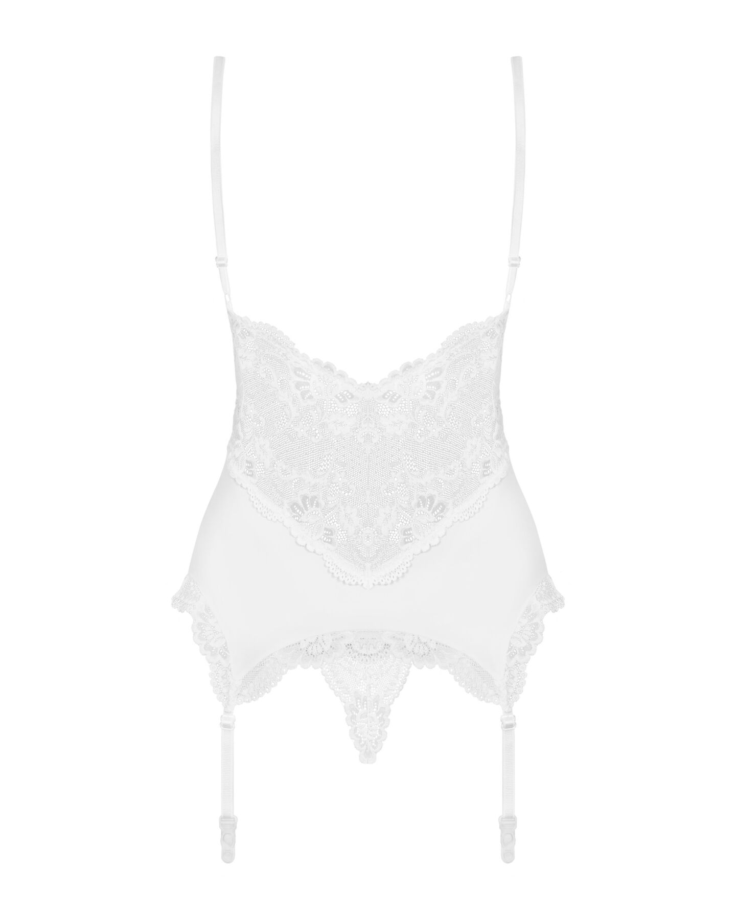 Сатиновий мереживний корсет Obsessive 810-COR-2, білий, L/XL