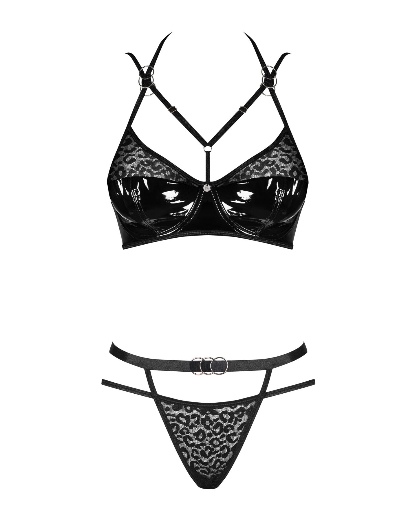 Еротичний комплект Obsessive Bagirela 2-pcs, латексний, L/XL, леопард