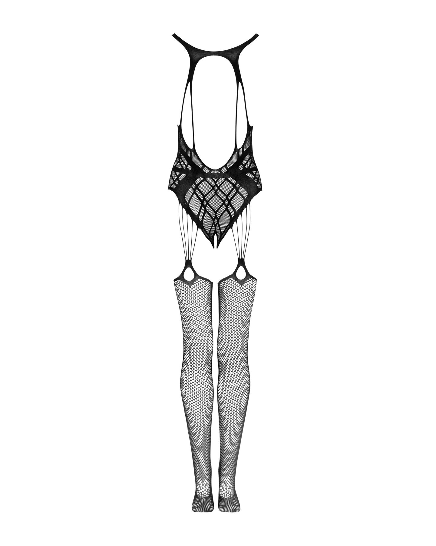 Бодістокінг Obsessive G324 S/M/L чорний, геометричний малюнок