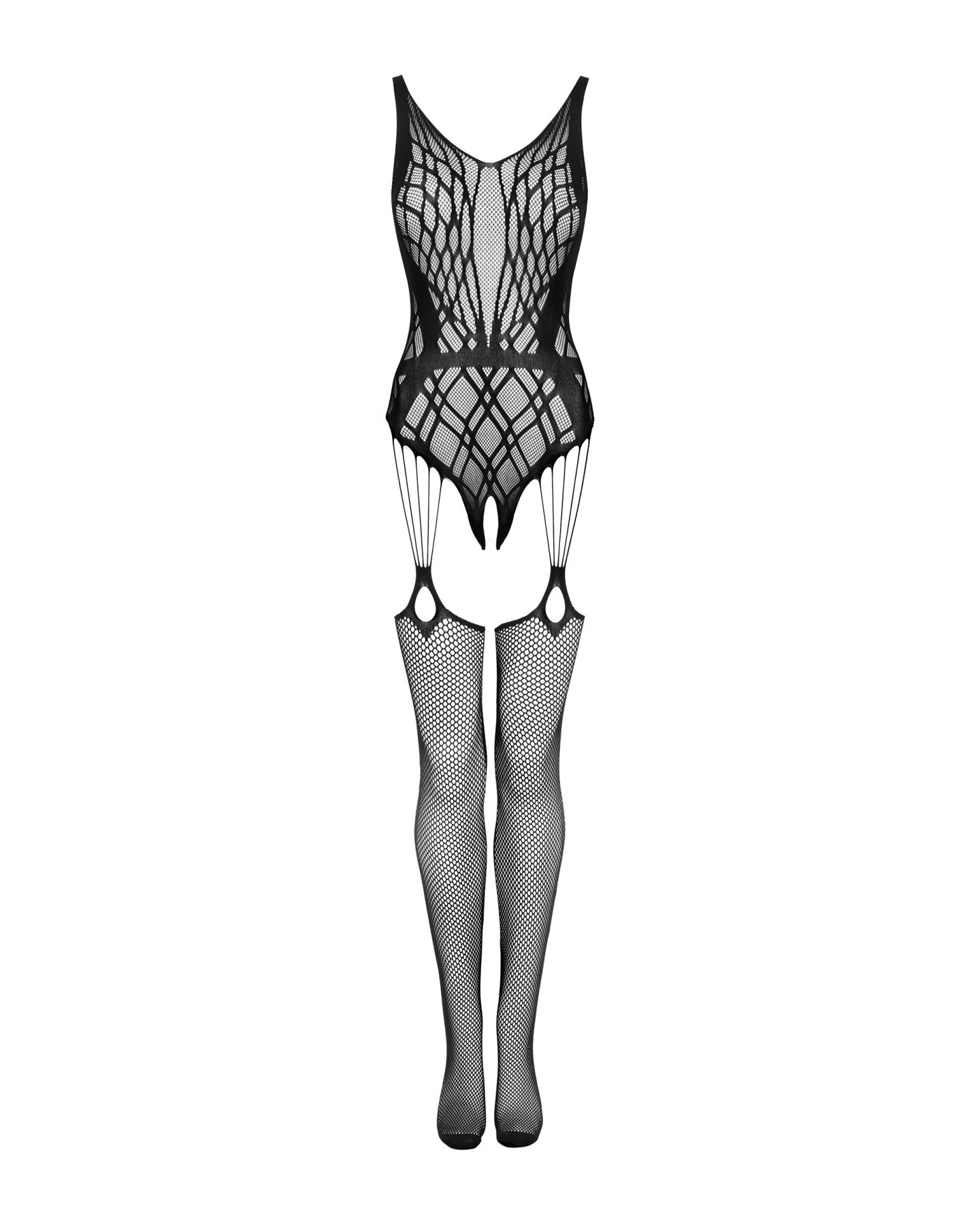 Бодістокінг Obsessive G324 S/M/L чорний, геометричний малюнок