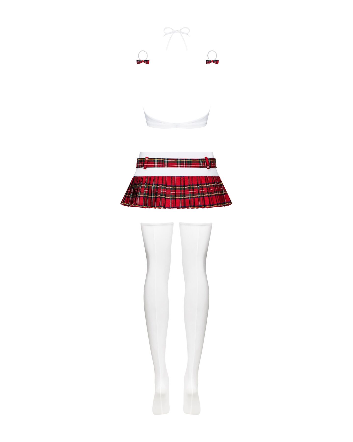 Еротичний костюм школярки Obsessive Schooly, біло-червоний, L/XL