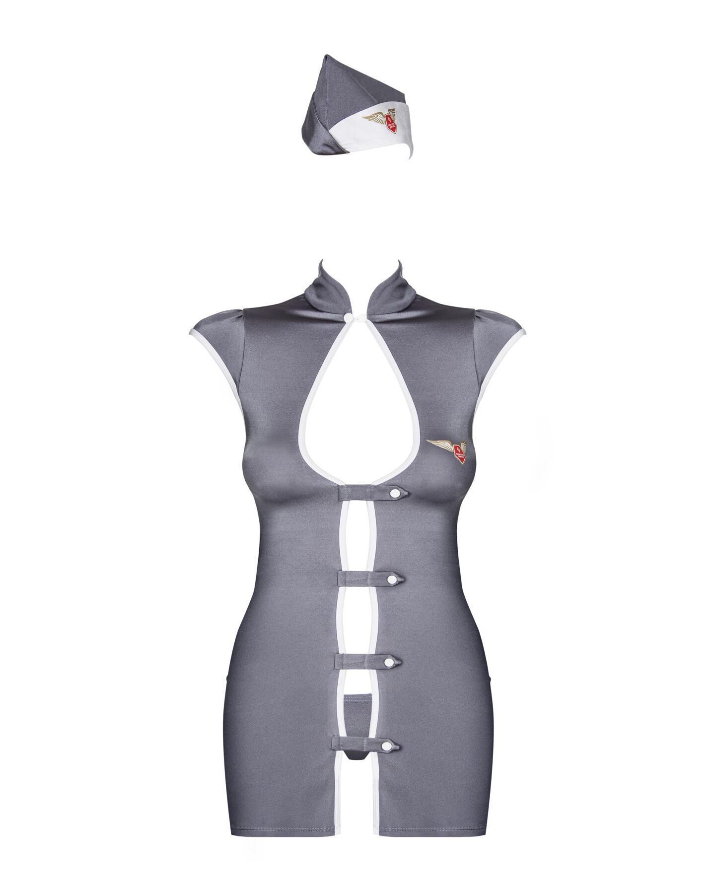 Еротичний костюм стюардеси Obsessive Stewardess, сірий, L/XL