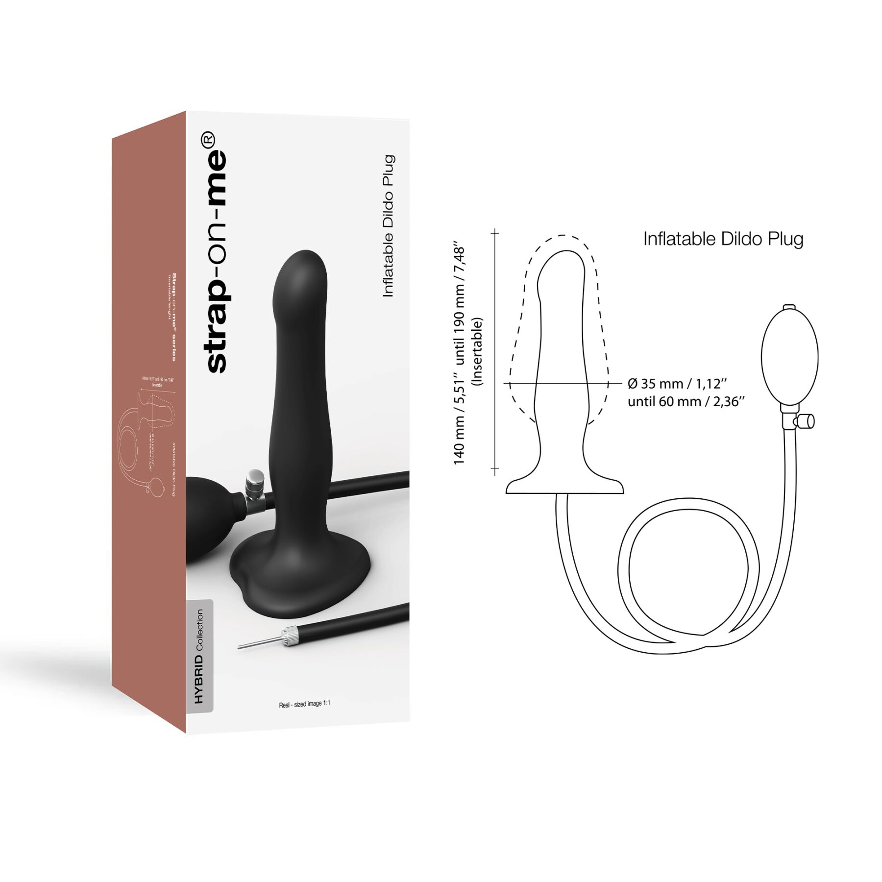 Надувний фалоімітатор Strap-On-Me з кулькою всередині, 6 см
