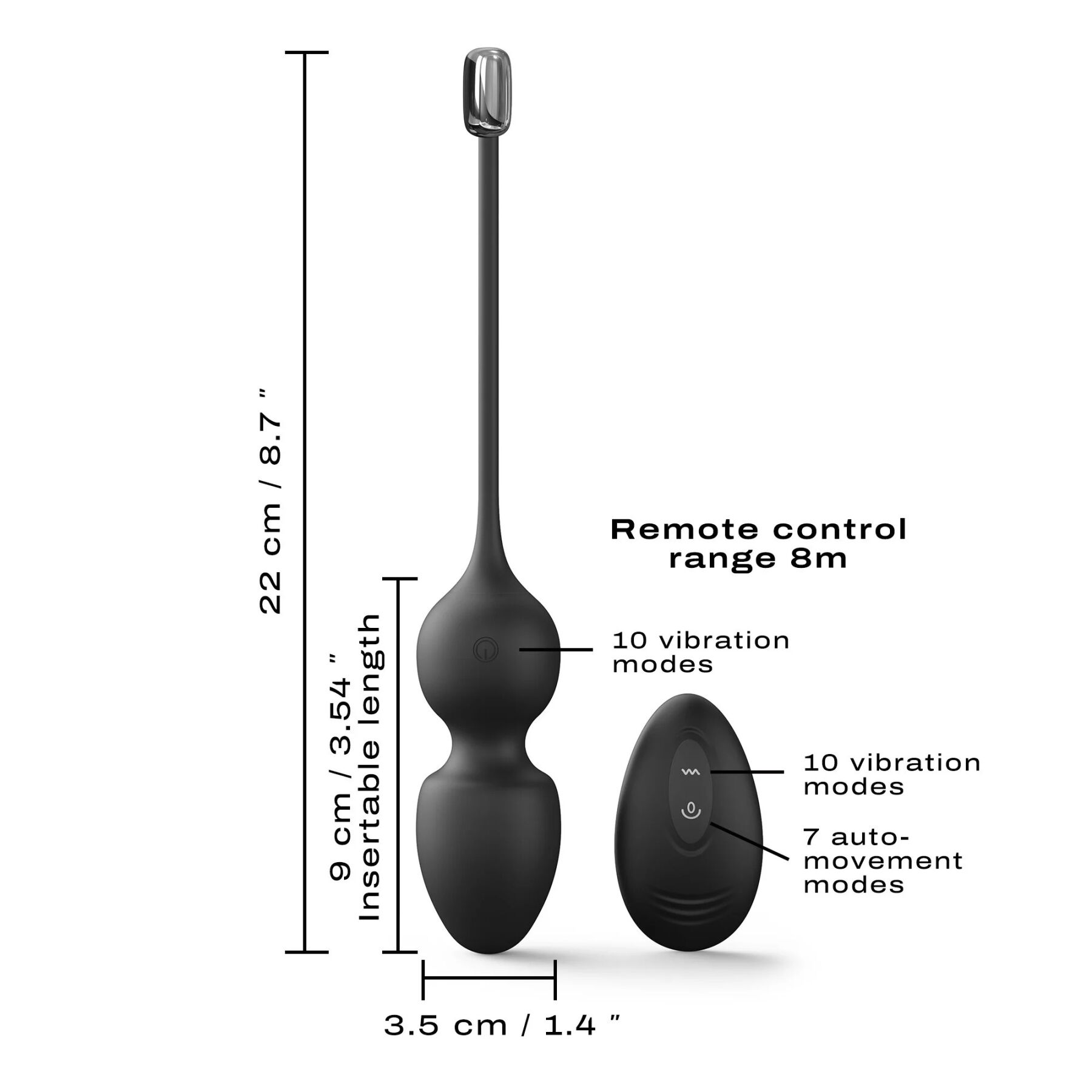 Вагінальні кульки Dorcel LOVE BALLS BLACK з пультом ДК, 10 режимів вібрації
