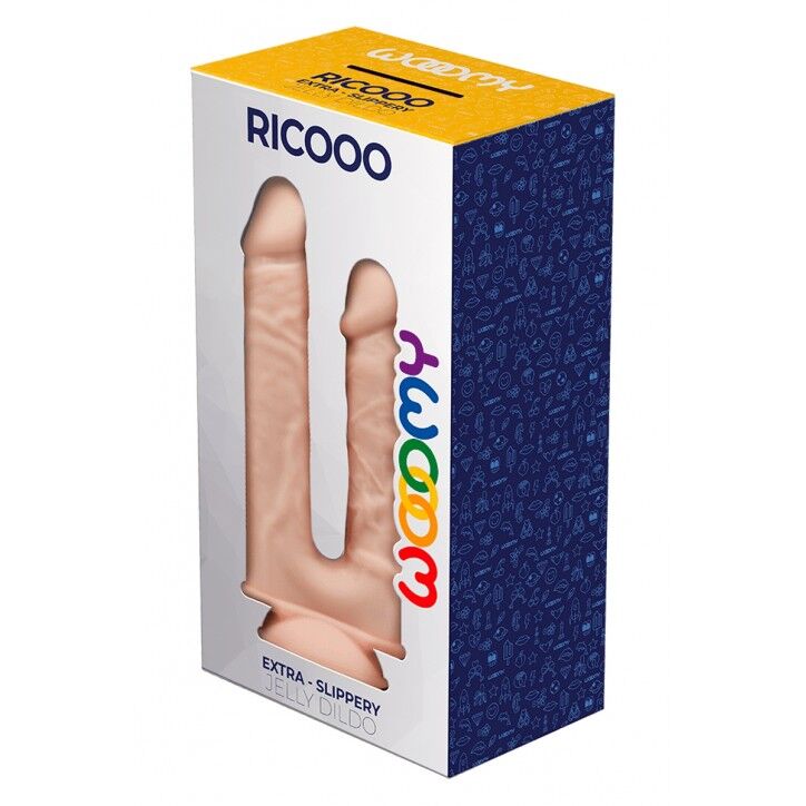Подвійний фалоімітатор Wooomy Ricooo з присоскою, 19х4,3 см і 17х3,3 см