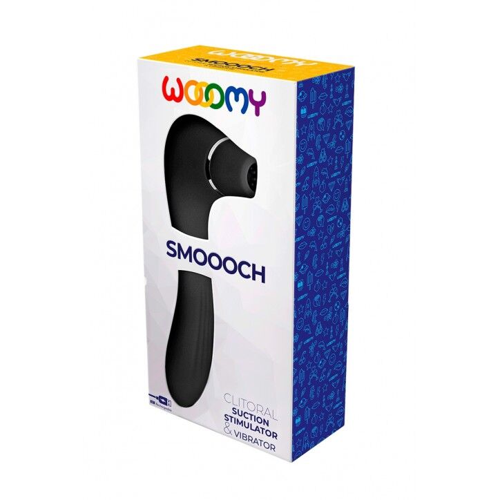 Вакуумний стимулятор Wooomy Smoooch з вібрацією, чорний