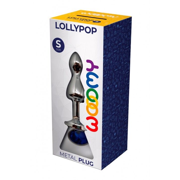 Металева анальна пробка Wooomy Lollypop Blue S, 2.8см