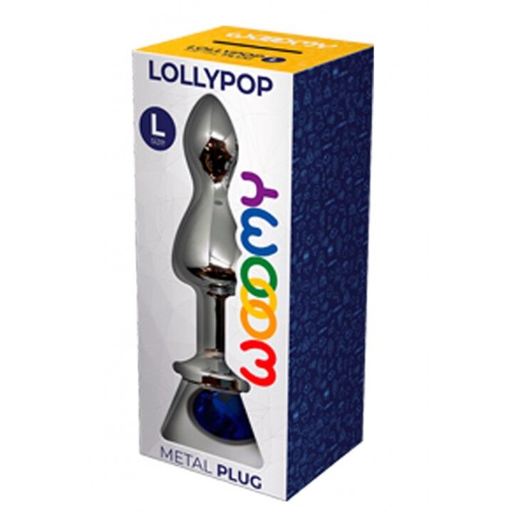 Металева пробка Wooomy Lollypop Double Ball Blue L, 10,5 см