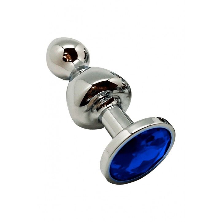 Металева пробка Wooomy Lollypop Double Ball Blue L, 10,5 см