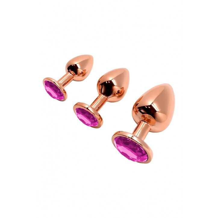 Металева анальна пробка Wooomy Tralalo Rose Gold Magenta M