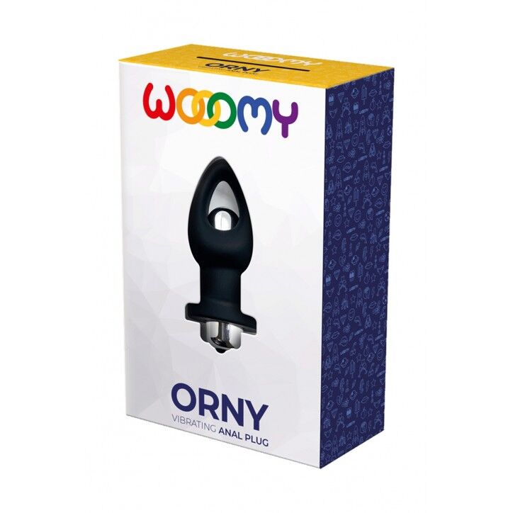 Анальна пробка Wooomy Orny з віброкулею, 8.4 см, чорна