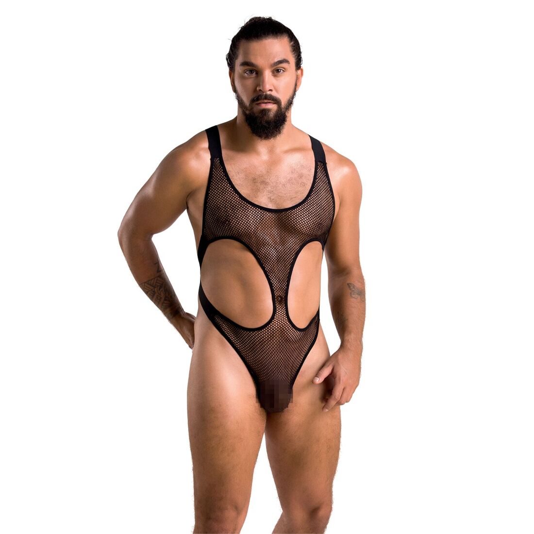 Сітчасте чоловіче боді Passion Leon XXL/XXXL в чорному кольорі