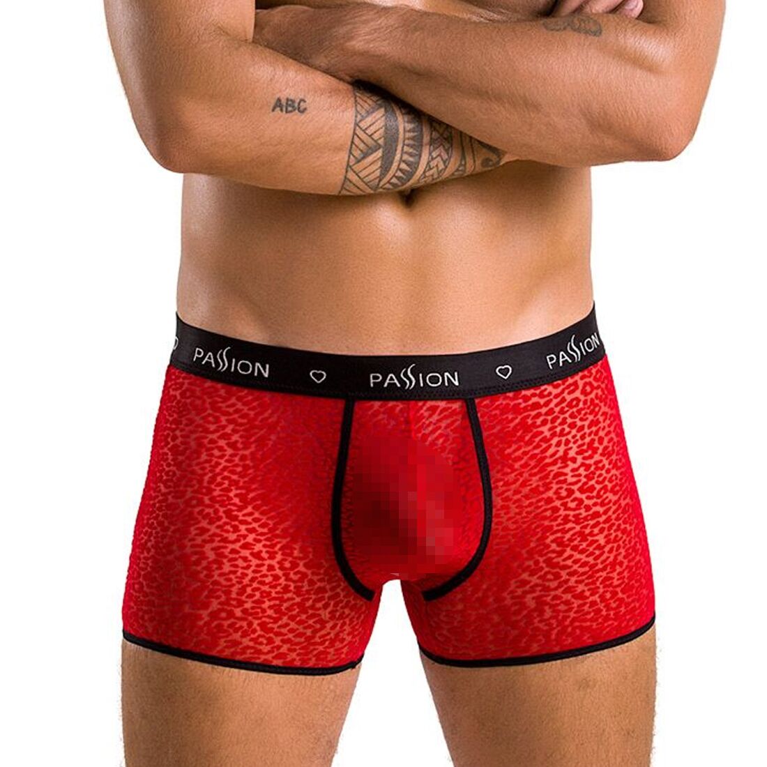 Чоловічі прозорі боксери Passion 046 SHORT PARKER L/XL, червоні